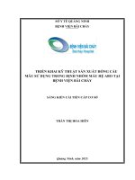 Triển khai kỹ thuật sản xuất hồng cầu mẫu sử dụng trong định nhóm máu hệ ABO tại Bệnh viện Bãi Cháy