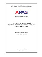 Luận văn thạc sĩ Quản lý công: Phát triển Du lịch sinh thái tại Vườn Quốc giá Phong Nha - Kẻ Bàng, giai đoạn 2021-2025