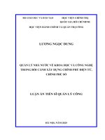 Luận án tiến sĩ Quản lý công: Quản lý nhà nước về khoa học và công nghệ trong bối cảnh xây dựng chính phủ điện tử, chính phủ số
