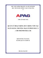 Luận văn Quản lý hoạt động huy động vốn tại Ngân hàng TMCP Bắc Á - Chi nhánh Đắk Lắk