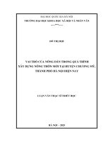 Luận văn vai trò của nông dân trong quá trình xây dựng nông thôn mới tại huyện chương mỹ, thành phố hà Ội hiện nay