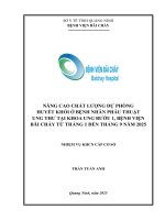 Nâng cao chất lượng dự phòng huyết khối tĩnh mạch ở bệnh nhân phẫu thuật ung thư tại Khoa Ung bướu 1 – Bệnh viện Bãi Cháy