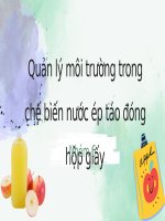 Giải pháp quản lý và xử lý chất thải (nước, khí, rắn) trong nhà máy chế biến nước trái cây