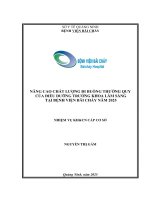 Nâng cao chất lượng đi buồng thường quy tại khoa Nội tổng hợp – Bệnh viện Bãi Cháy năm 2025