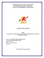 BKC - GRADUATION THESIS - THE EFFECT OF SHADOWING TECHNIQUE ON IMPROVING STUDENTS' SPEAKING FLUENCY