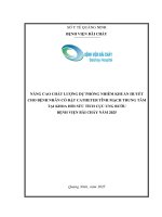 Nâng cao chất lượng dự phòng nhiễm khuẩn huyết cho bệnh nhân có đặt catheter tĩnh mạch trung tâm tại Khoa Hồi sức tích cực Ung bướu – Bệnh viện Bãi Cháy năm 2025