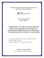 IUH - KLTN - ẢNH HƯỞNG CỦA VIỆC SỬ DỤNG TRÍ TUỆ NHÂN TẠO (AI) ĐẾN SỰ HÀI LÒNG CỦA KHÁCH HÀNG ĐỐI VỚI CHẤT LƯỢNG DỊCHVỤ LOGISTICS Ở CÁC CÔNG TY TẠI TP.HCM