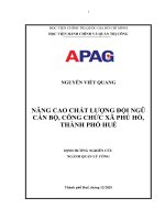 Luận văn thạc sĩ Quản lý công: Nâng cao chất lượng đội ngũ cán bộ, công chức xã Phú Hồ, Thành phố Huế