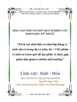 Xử lý rác thải hữu cơ nhà bếp bằng vi sinh vật có trong dạ cỏ trâu, bò + chế phẩm vi sinh và giun quế Để tạo phân vi sinh, góp phần làm giảm Ô nhiễm môi trường