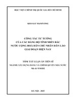 Tóm tắt công tác tư tưởng của các Đảng bộ tỉnh miền bắc nước cộng hoà dân chủ nhân dân lào giai Đoạn hiện n