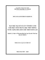 Tóm tắt dạy học Đại số 10 gắn với bối cảnh cho học sinh trung học phổ thông nước cộng hòa dân chủ nhân dân lào
