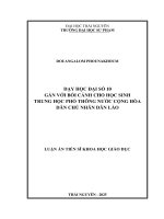 Dạy học Đại số 10 gắn với bối cảnh cho học sinh trung học phổ thông nước cộng hòa dân chủ nhân dân lào
