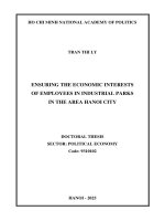 Tóm tắt luận Án (tiếng anh) Đảm bảo lợi Ích kinh tế của ngƣời lao Động trong các khu công nghiệp trên Địa bàn thành phố hà nội
