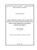Tóm tắt (tiếng anh) nghiên cứu Đặc Điểm nhiễm nấm miệng và chất lượng cuộc sống Ở bệnh nhân ung thư vùng Đầu cổ có chỉ Định hóa xạ trị Đồng thời
