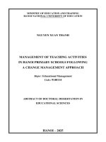 MANAGEMENT OF TEACHING ACTIVITIES IN HANOI PRIMARY SCHOOLS FOLLOWING A CHANGE MANAGEMENT APPROACH