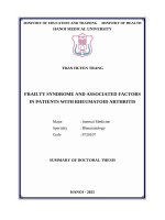 Tóm tắt tiếng anh hội chứng dễ bị tổn thương và một số yếu tố liên quan Ở người bệnh viêm khớp dạng thấp