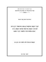 ÁP LỰC TRONG HOẠT ĐỘNG HỌC TẬP CỦA HỌC SINH TRUNG HỌC CƠ SỞ KHU VỰC MIỀN NÚI PHÍA BẮC