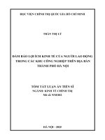 Tóm tắt luận Án Đảm bảo lợi Ích kinh tế của ngƣời lao Động trong các khu công nghiệp trên Địa bàn thành phố hà nội