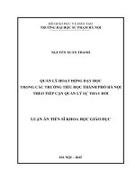 QUẢN LÝ HOẠT ĐỘNG DẠY HỌC TRONG CÁC TRƯỜNG TIỂU HỌC THÀNH PHỐ HÀ NỘI THEO TIẾP CẬN QUẢN LÝ SỰ THAY ĐỔI