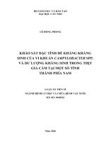 Khảo sát Đặc tính Đề kháng kháng sinh của vi khuẩn campylobacter spp  và dư lượng kháng sinh trong thịt gia cầm tại một số tỉnh thành phía nam