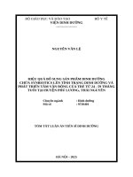 Tóm tắt luận Án hiệu quả bổ sung sản phẩm dinh dưỡng chứa synbiotics lên tình trạng dinh dưỡng và phát triển tâm vận Động của trẻ 24   59 tháng tuổi tại huyện phú lương, thái nguyên
