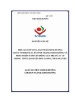 Hiệu quả bổ sung sản phẩm dinh dưỡng chứa synbiotics lên tình trạng dinh dưỡng và phát triển tâm vận Động của trẻ 24   59 tháng tuổi tại huyện phú lương, thái nguyên