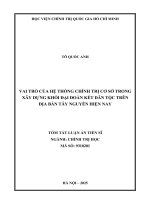 Tóm tắt tiếng việt vai trò của hệ thống chính trị cơ sở trong xây dựng khối Đại Đoàn kết dân tộc trên Địa bàn tây nguyên hiện nay