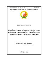 Nghiên cứu Độc tính cấp và tác dụng giảm Đau, chống viêm của viên nang mekong cissus trên thực nghiệm