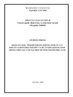 Tóm tắt tiếng việt  khảo sát Đặc tính Đề kháng kháng sinh của vi khuẩn campylobacter spp  và dư lượng kháng sinh trong thịt gia cầm tại một số tỉnh thành phía nam