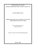 Tóm tắt chính sách ngoại giao văn hóa của việt nam trong bối cảnh toàn cầu hóa