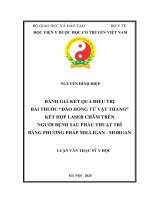 Đánh giá kết quả Điều trị bài thuốc Đào hồng tứ vật thang kết hợp laser châm trên ngƣời bệnh sau phẫu thuật trĩ bằng phƣơng pháp milligan   morgan