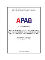 Luận văn Hoạt động giám sát của Hội đồng Nhân dân thành phố Huế trong công tác giải quyết kiến nghị, phản ánh của cử tri