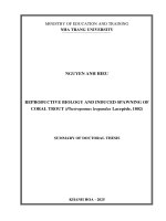 Tóm tắt tiếng anh nghiên cứu Đặc Điểm sinh học sinh sản và thử nghiệm sinh sản nhân tạo cá song da báo (plectropomus leopardus lacepède, 1802)