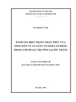 Luận văn Đánh giá hiện trạng nhận thức của nông dân về an toàn vệ sinh lao Động trong chuỗi giá trị tôm tại sóc trăng