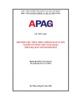 Đổi mới việc thực hiện chính sách Ưu Đãi người có công với cách mạng trên Địa bàn thành phố huế