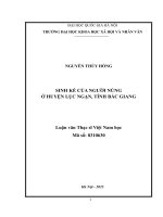 Luận văn sinh kế của người nùng Ở huyện lục ngạn, tỉnh bắc giang