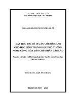 Tóm tắt tiếng việt dạy học Đại số 10 gắn với bối cảnh cho học sinh trung học phổ thông nước cộng hoà dân chủ nhân dân lào