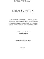 Ảnh hưởng trách nhiệm xã hội của doanh nghiệp về môi trường của doanh nghiệp sản xuất hàng Điện tử gia dụng tại việt nam Đến quyết Định mua hàng của người tiêu dùng