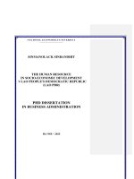 The human resource in socio economic development n lao people's democratic republic (lao pdr)