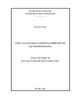 Luận văn công tác Đảm bảo an ninh tài chính tiền tệ tại tỉnh bình dương