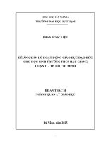 Quản lý hoạt Động giáo dục Đạo Đức cho học sinh tại trường thcs hậu giang – quận 11   tp  hồ chí minh