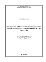 Luận văn Ứng dụng mô hình ngôn ngữ lớn vào hệ thống hỏi Đáp chính sách tài chính trên bộ dữ liệu tiếng việt