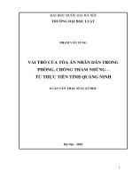 Luận văn vai trò của tòa Án nhân dân trong phòng, chống tham nhũng – từ thực tiễn tỉnh quảng ninh