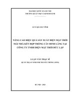 Luận văn nâng cao hiệu quả sản xuất Điện mặt trời mái nhà kết hợp trồng cây Đinh lăng tại công ty tnhh Điện mặt trời Đức lập