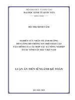 Nghiên cứu nhân tố Ảnh hưởng Đến công bố thông tin trên báo cáo tài chính của các hợp tác xã nông nghiệp Ở các tỉnh tây bắc việt nam