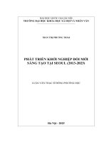 Luận văn phát triển khởi nghiệp Đổi mới sáng tạo tại seoul (2013 2023)