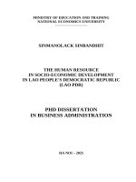 The human resource in socio economic development in lao people's democratic republic (lao pdr)