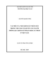 Luận văn vai trò của viện kiểm sát nhân dân trong việc bảo vệ quyền con người thông qua kiểm sát hoạt Động tư pháp Ở việt nam