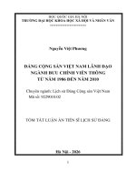 Tóm tắt Đảng cộng sản việt nam lãnh Đạo ngành bưu chính viễn thông từ năm 1986 Đến năm 2010