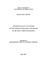Tóm tắt tiếng anh tính liên văn bản trong truyền thuyết về chủ Đề tôn giáo, tín ngưỡng trên vùng Đất thừa thiên huế